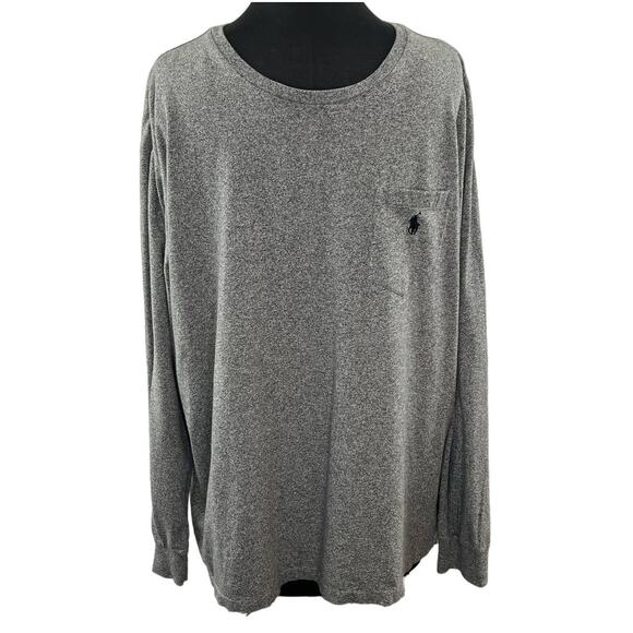Polo by Ralph Lauren Other - Polo by Ralph Lauren Gray Black Long Sleeve Pocket Tee Shirt Cotton Crewneck XL
